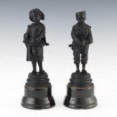 TWO PATINATED SPELTER CABINET