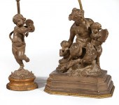 TWO PATINATED TERRACOTTA FIGUR