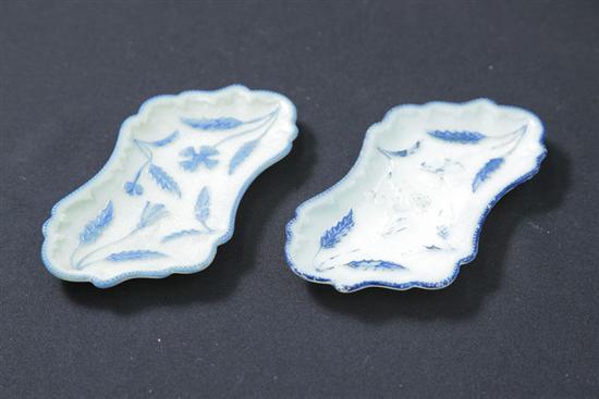 TWO PATTERN GLASS PIN TRAYS. By U.S