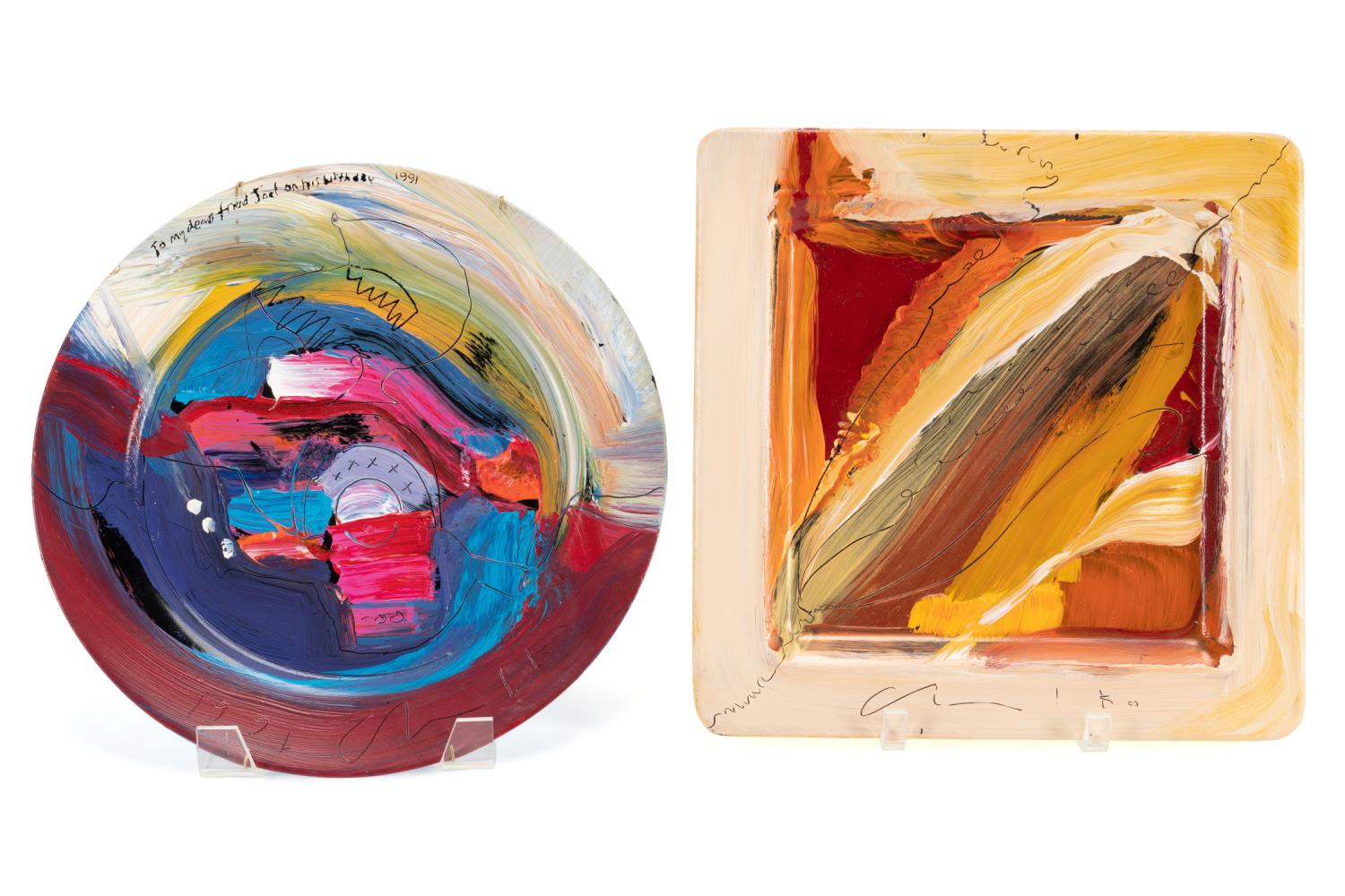 TWO PAUL CHELKO HAND PAINTED,