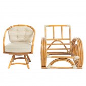 TWO PAUL FRANKL STYLE RATTAN C