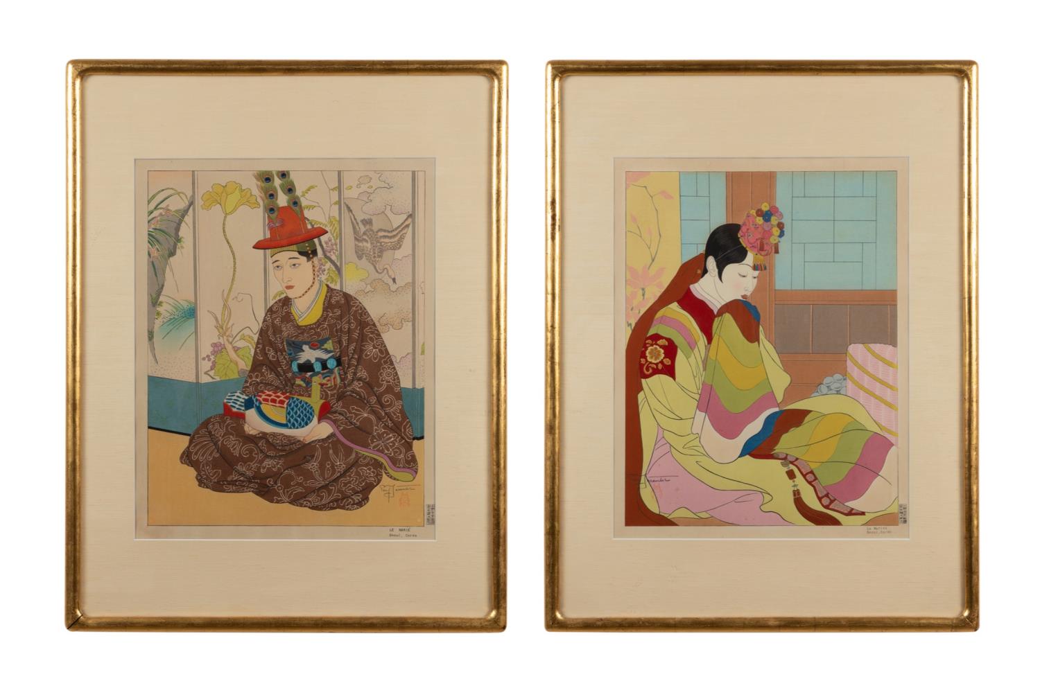 TWO PAUL JACOULET FRAMED WOODCUTS