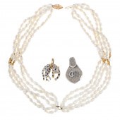 TWO PAVE DIAMOND PENDANTS & FW