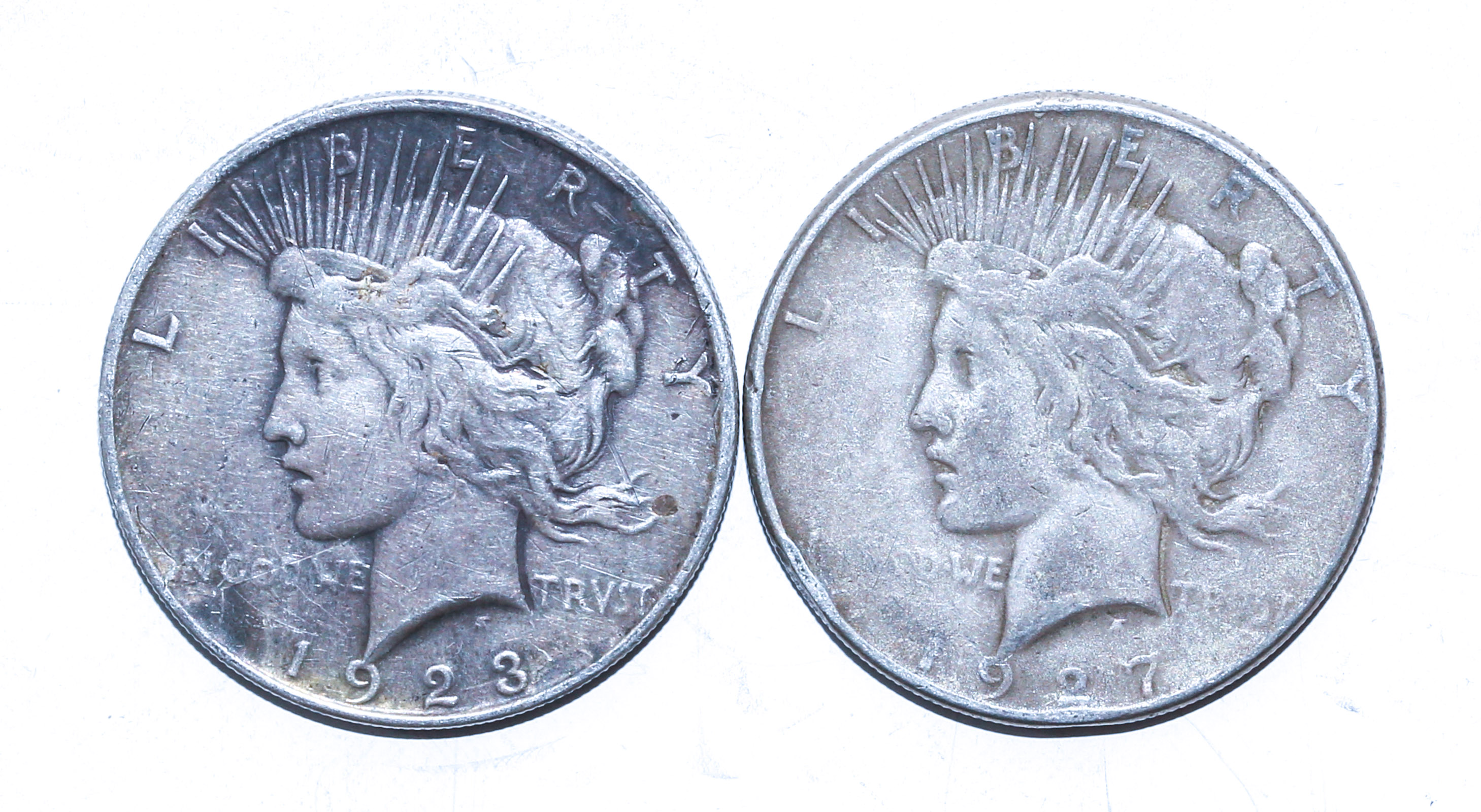 TWO PEACE DOLLARS1923 & 1927-S 1923