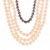 TWO PEARL NECKLACES, CREAM THR
