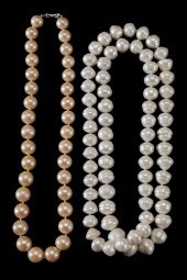 Two Pearl Necklaces one set wi