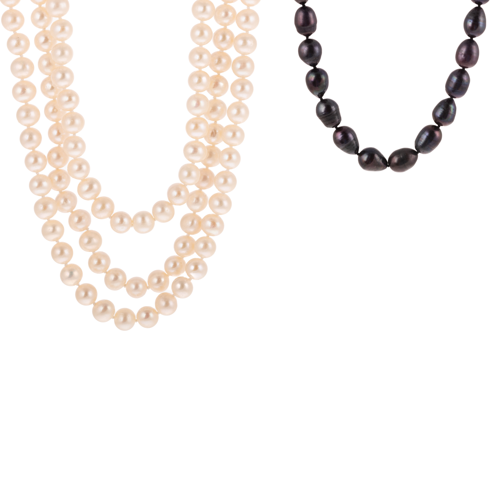 TWO PEARL NECKLACES, WHITE