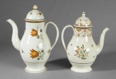 Two pearlware coffeepots: one