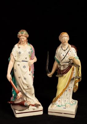 Two pearlware figures emblematic of