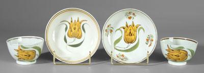 Two pearlware tulip cups and