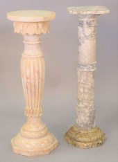 TWO PEDESTALS, ONE ALABASTER,
