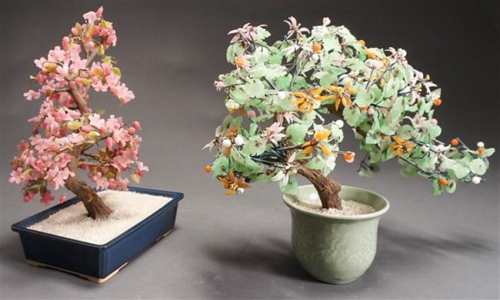 TWO PEKING GLASS FLOWERING TREES,