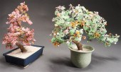 TWO PEKING GLASS FLOWERING TRE