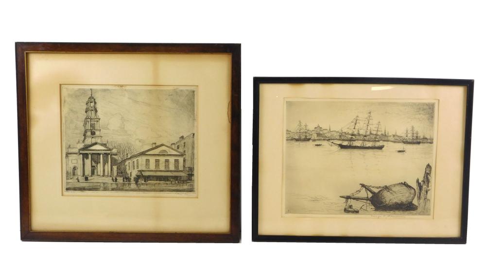 TWO PENCIL SIGNED ETCHINGS,