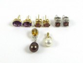 TWO PENDANTS AND THREE PAIRS O