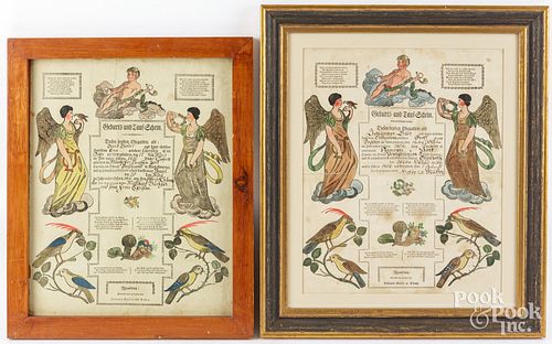 TWO PENNSYLVANIA FRAKTUR BIRTH