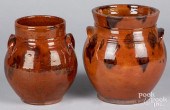 TWO PENNSYLVANIA REDWARE CROCK