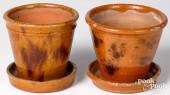 TWO PENNSYLVANIA REDWARE FLOWE