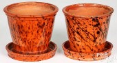 TWO PENNSYLVANIA REDWARE FLOWE