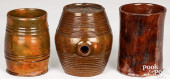 TWO PENNSYLVANIA REDWARE MUGS,