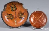 TWO PENNSYLVANIA REDWARE PIE P