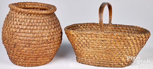 TWO PENNSYLVANIA RYE STRAW BASKETS,