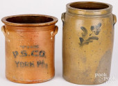 TWO PENNSYLVANIA STONEWARE CRO