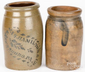 TWO PENNSYLVANIA STONEWARE JAR