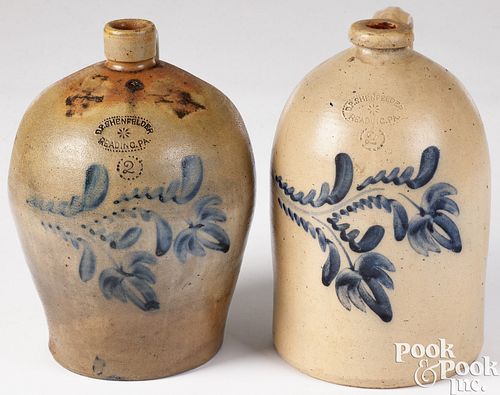 TWO PENNSYLVANIA STONEWARE JUGS,