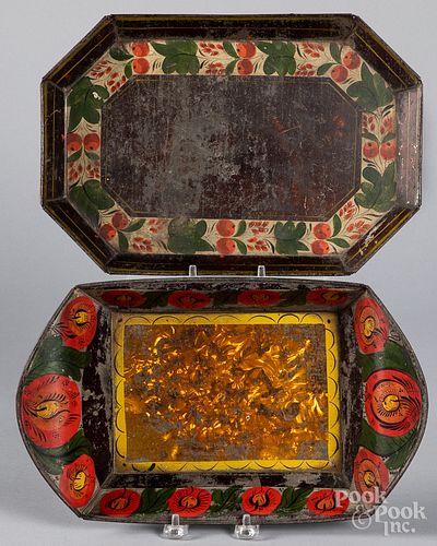 TWO PENNSYLVANIA TOLEWARE TRAYS,