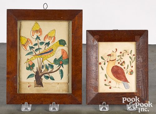 TWO PENNSYLVANIA WATERCOLOR FRAKTUR