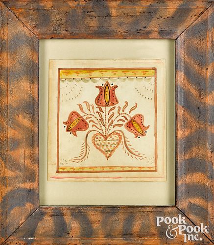TWO PENNSYLVANIA WATERCOLOR FRAKTUR