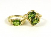TWO PERIDOT AND FOURTEEN KARAT
