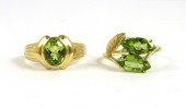 TWO PERIDOT AND FOURTEEN KARAT
