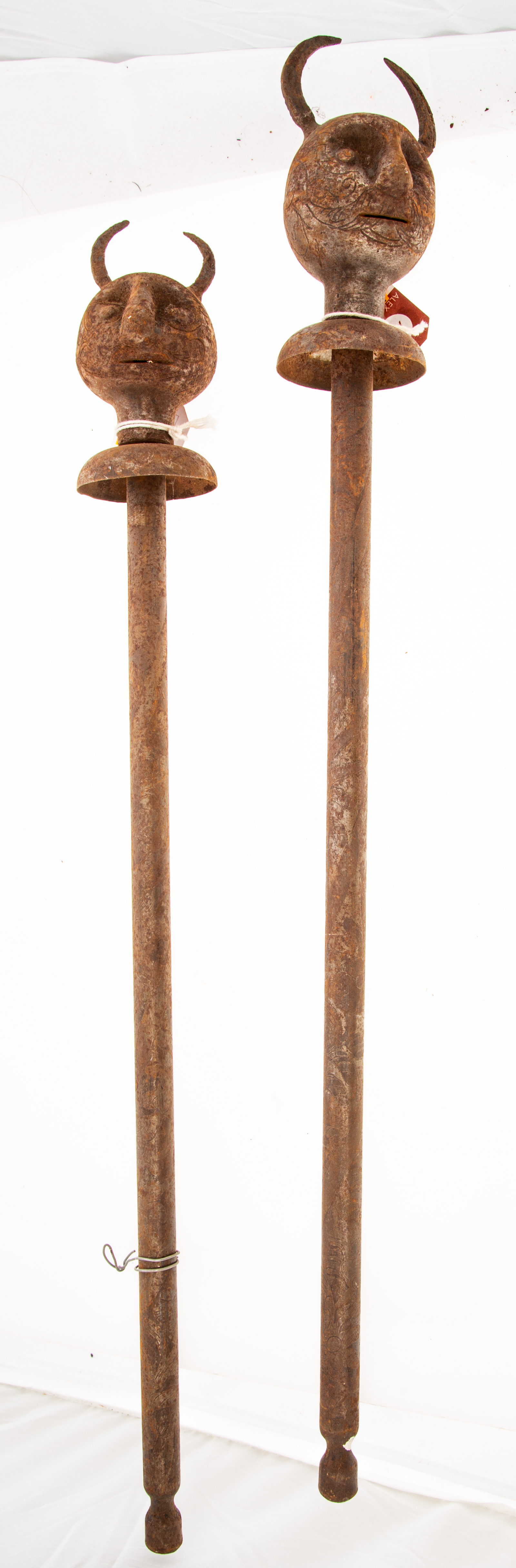 TWO PERSIAN CHASED STEEL MACES