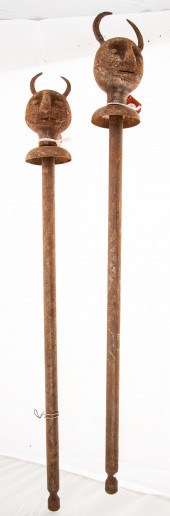 TWO PERSIAN CHASED STEEL MACES