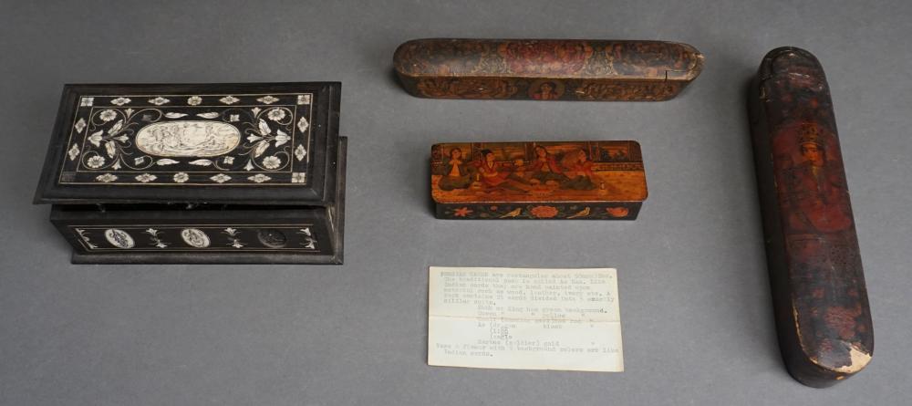 TWO PERSIAN LACQUER CALLIGRAPHY