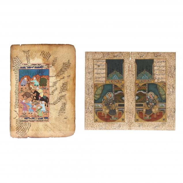 TWO PERSIAN MANUSCRIPT PAINTINGS