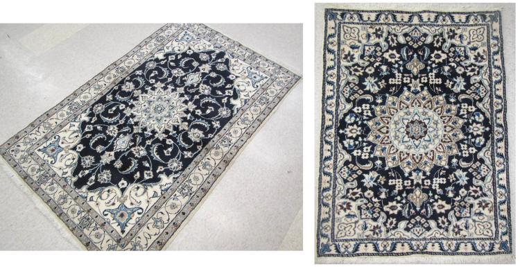 TWO PERSIAN NAIN AREA RUGS, ISFAHAN