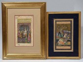 TWO PERSIAN PAINTINGS ON MANUS