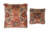 TWO PERSIAN RUG FRAGMENT THROW