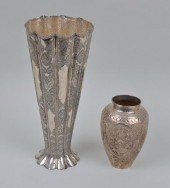TWO PERSIAN SILVER ENGRAVED VA