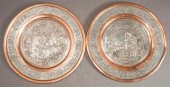 TWO PERSIAN SILVER ON COPPER P