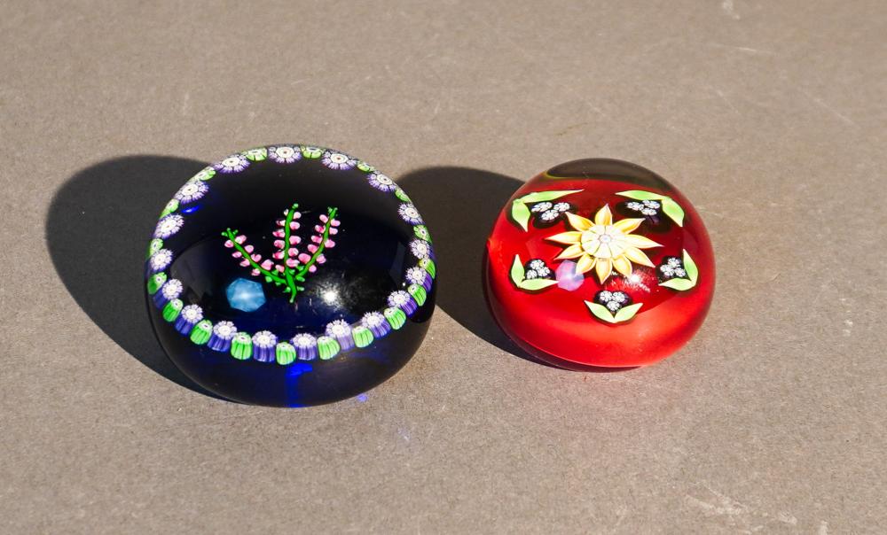 TWO PERTHSHIRE FLORA LAMPWORK AND