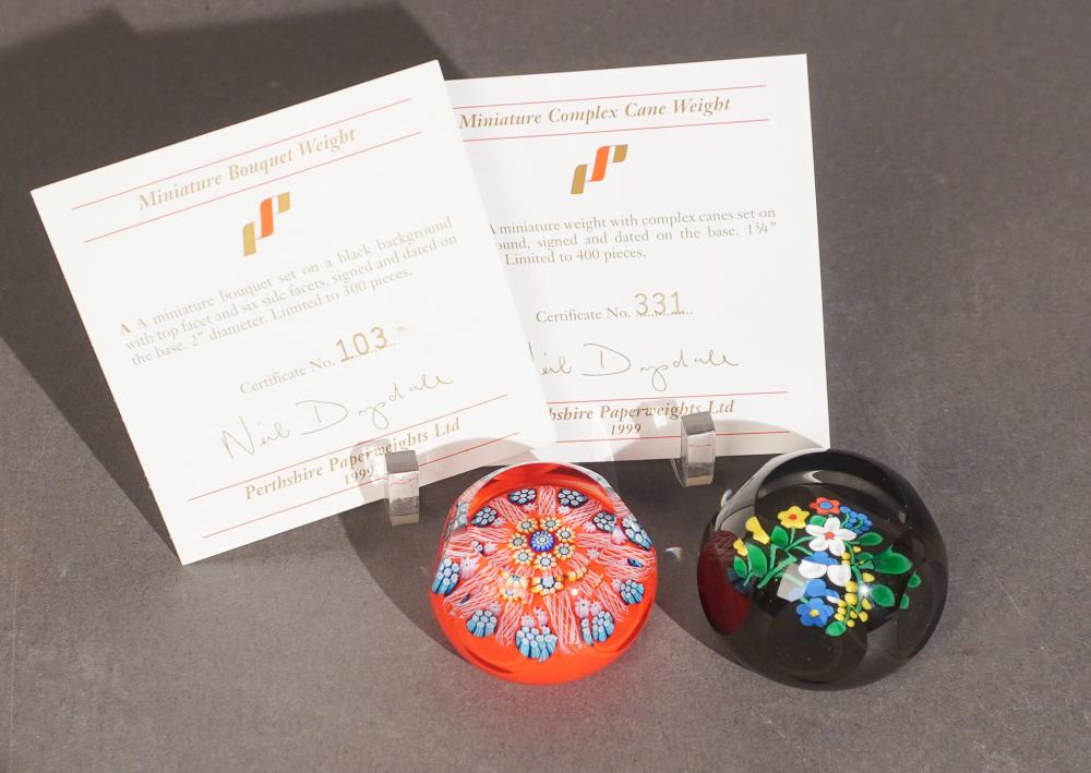 TWO PERTHSHIRE MINIATURE GLASS