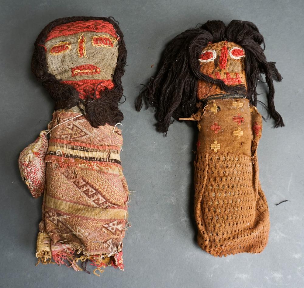 TWO PERUVIAN CHANCAY TEXTILE DOLLS,