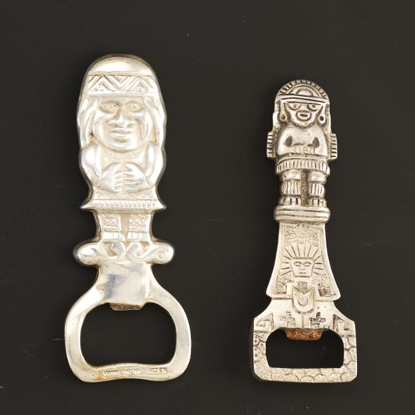 TWO PERUVIAN STERLING BOTTLE