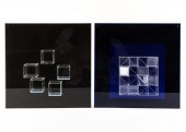 TWO PETER CLAPHAM ACRYLIC CUBE