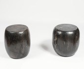 TWO PETRIFIED WOOD STOOLS / GA