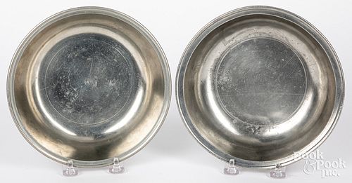 TWO PEWTER BASINS BY LOVE AND